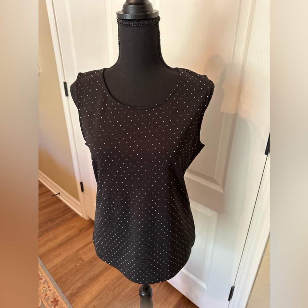Liz Claiborne Polka Dot Tank, Black and White Medium